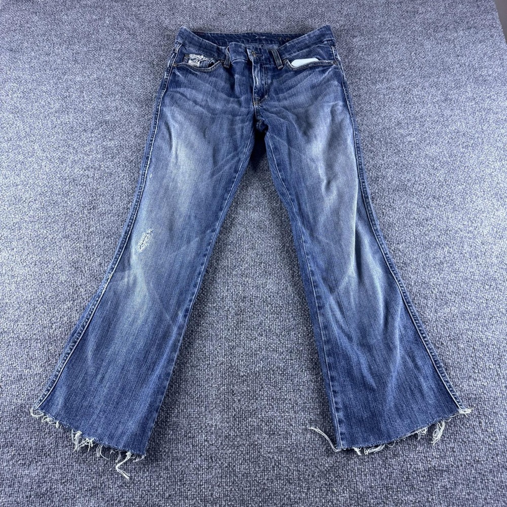 7 For All Mankind A Pocket Jeans Womens 30 Blue Flare Distressed U130080U-080U